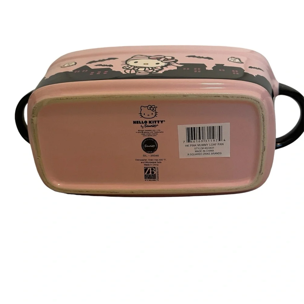 Hello Kitty  Pink Mummy Ceramic Loaf Pan Baker Halloween 9